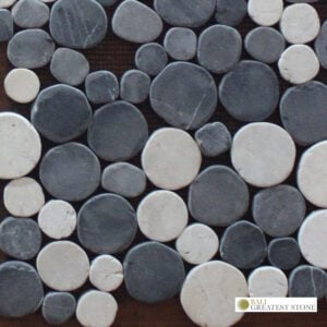 Bali Greatest Stone - Mosaic - Pebble Mosaic - Mosaic Coin Mix Black White